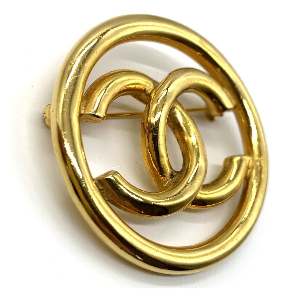 CHANEL Authentic Gold Logo Brooch - Picture 3 of 6